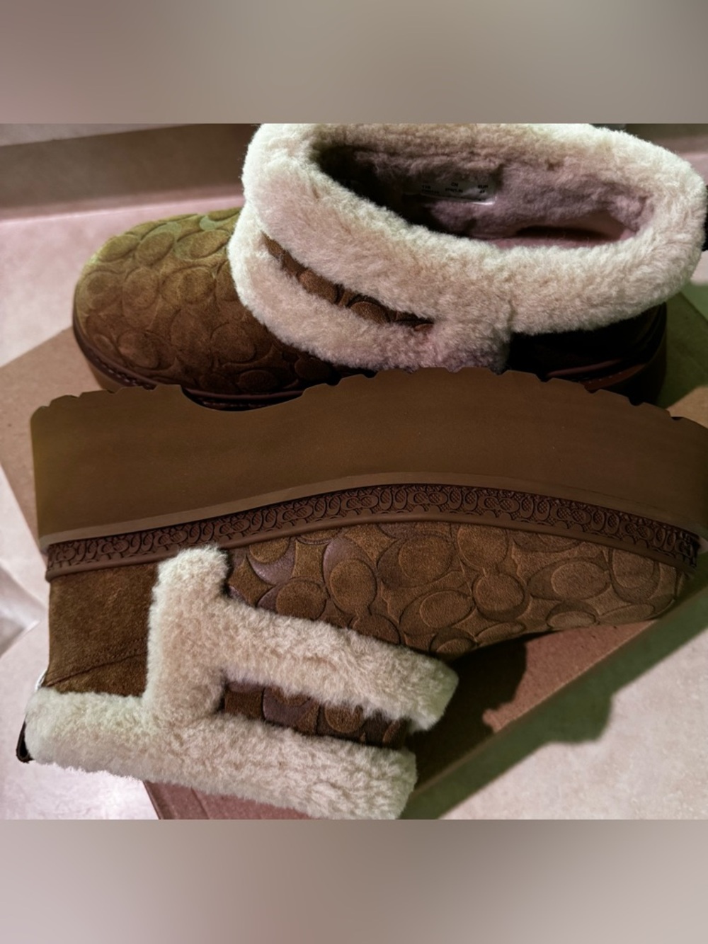 COACH Christina Suede Shearling Lined Slip-On Booties S-11USW NIB